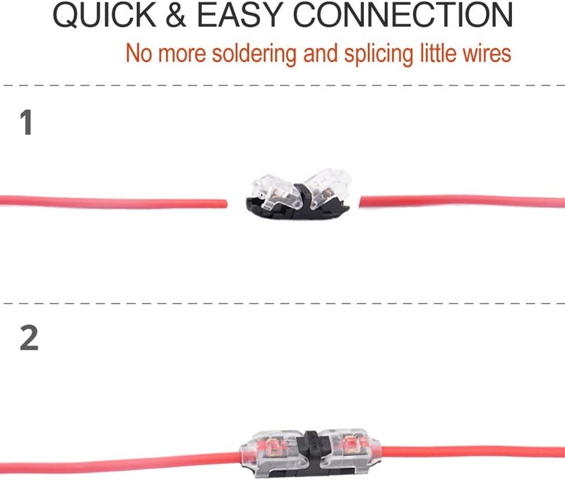 Brightfour Wire Connectors, 24 Pack Low Voltage Wire Connectors, 2 Way 1 Pin Solderless No Wire-Stripping Small Wire Connector, Fit 24-20 AWG Wires - Image 5